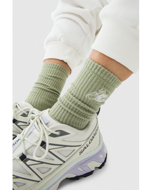 Calcetines Deportivos Con Agarre De Yoga Y Pilates Con Texto Dsgn Studio Boohoo de color Gray