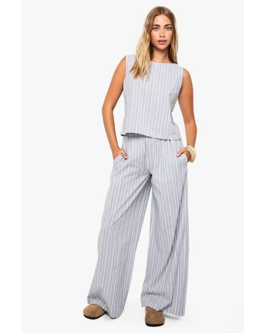 Boohoo Natural Stripe Boxy Trouser Co-Ord