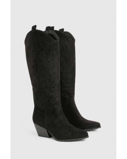 Boohoo Black Pointed Toe Western Boot