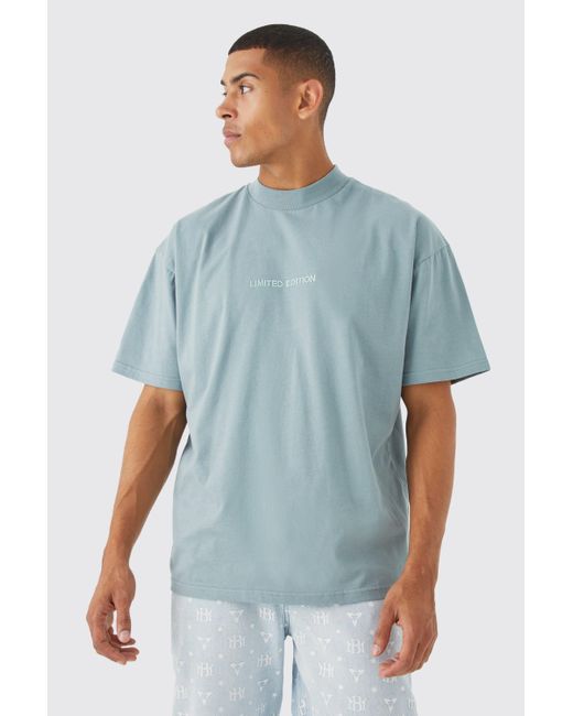 BoohooMAN Blue Oversized Heavyweight Extended Neck T-shirt for men