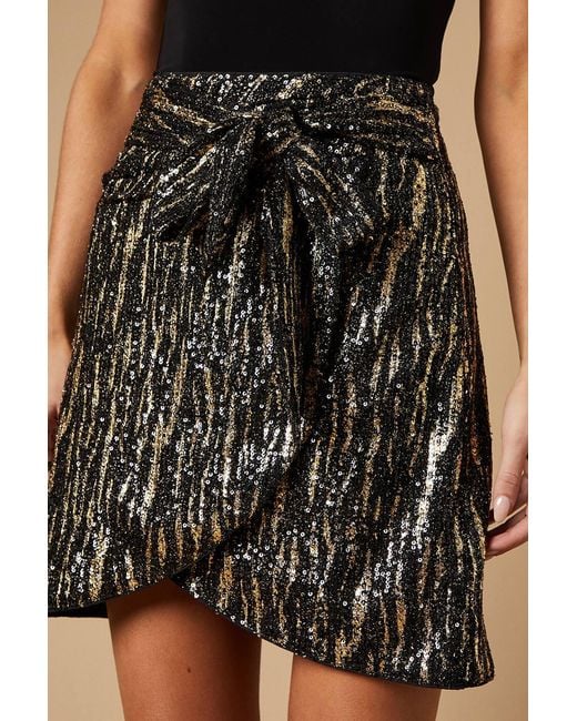 Oasis Natural Sequin Mini Skirt