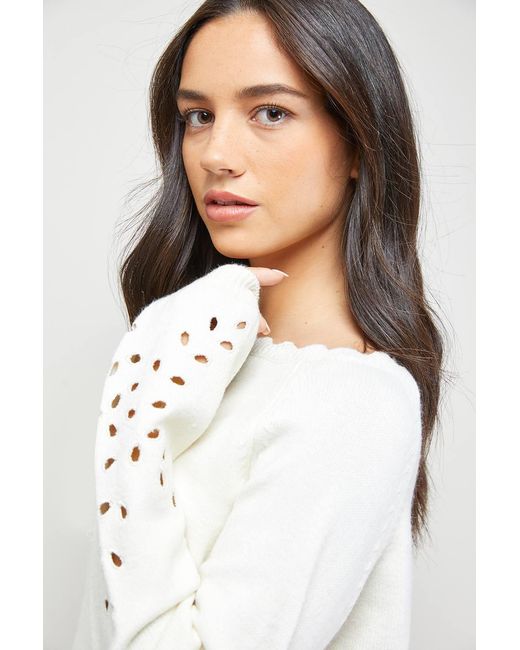 Oasis White Leaf Detail Knitted Sweater