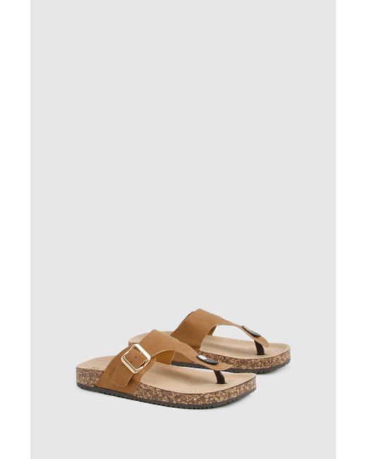 Boohoo Brown Toe Post Footbed Slider
