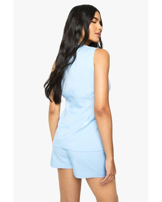 Boohoo Blue Tailored Mini Skort