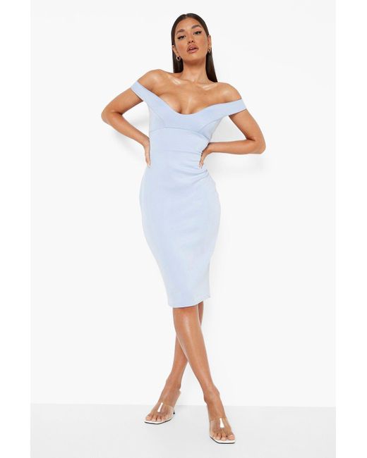 sky blue off shoulder dress