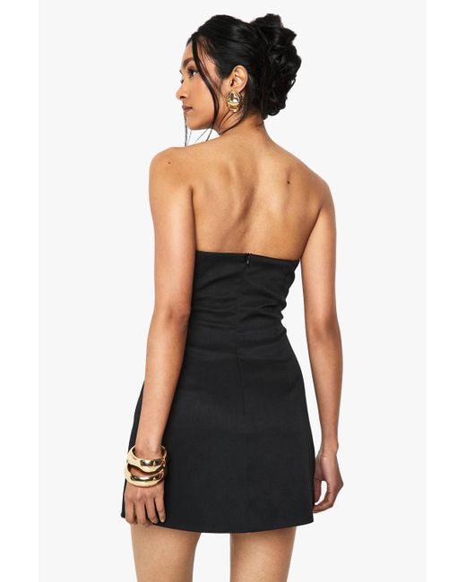 Boohoo Black Boned Structured Mini Dress