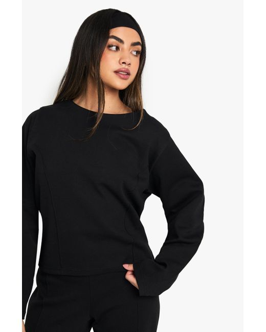 Sudadera Con Cintura Entrelazada Boohoo de color Black