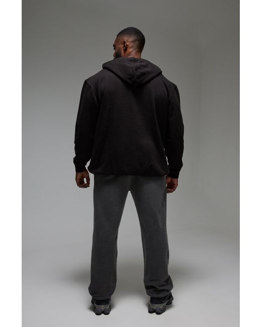 BoohooMAN Man Active Oversize Hoodie mit One More Rep Print in Black für Herren