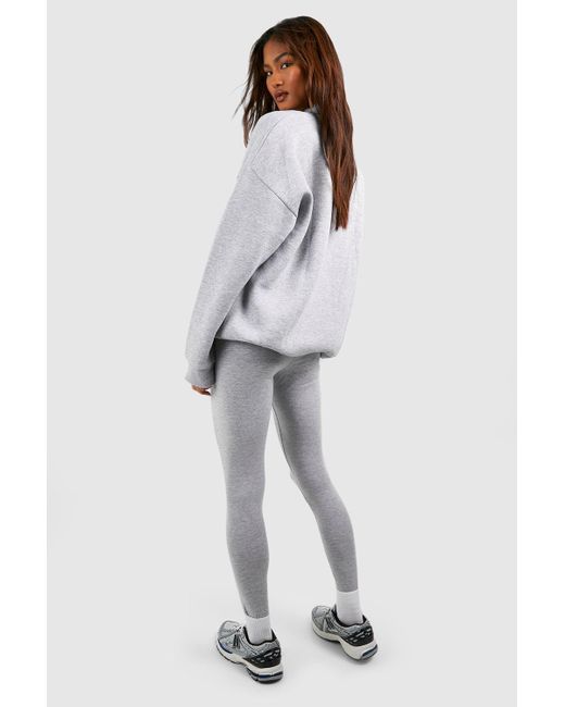 Boohoo White Tall Half Zip Oversized Sweatshirt And Legging Set