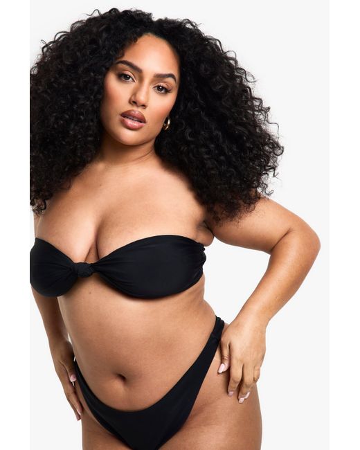 Boohoo Black Plus Swimwear Essentials Bandeau Bikini Top