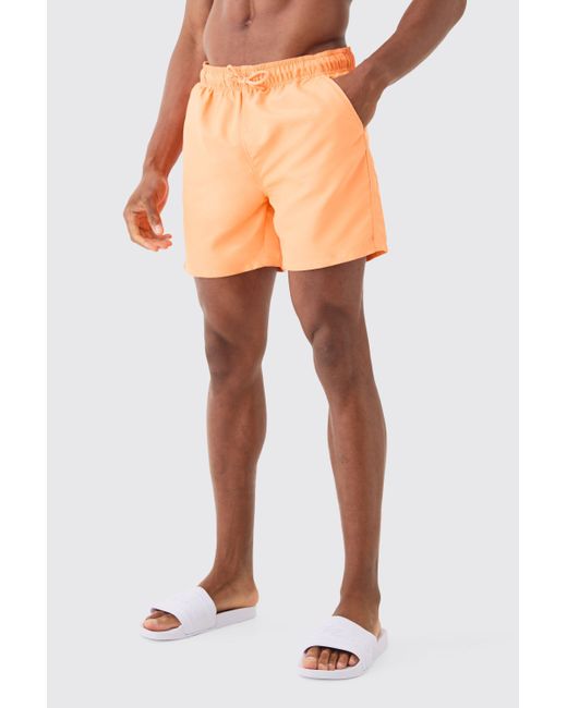 BoohooMAN Plain Mid Length Swim Short in Orange für Herren