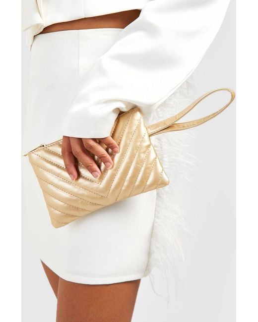Boohoo White Quilted Basic Clutch Bag