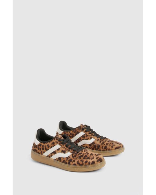 Boohoo Blue Print Gum Sole Striped Trainers
