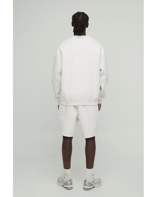 BoohooMAN White Oversized Bonded Scuba Sweatshirt Short Tracksuit for men