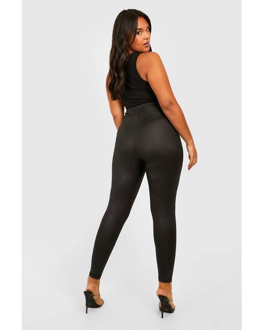 Boohoo Black Plus 2 Pack Pu Leggings & Basic