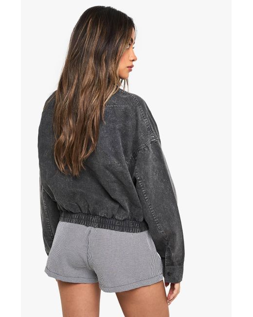 Boohoo Gray Washed Bomber Jacket