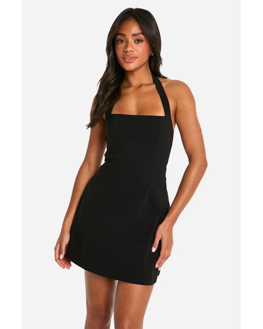 Boohoo Bengaline Square Neck Skater Dress in Black Lyst Canada