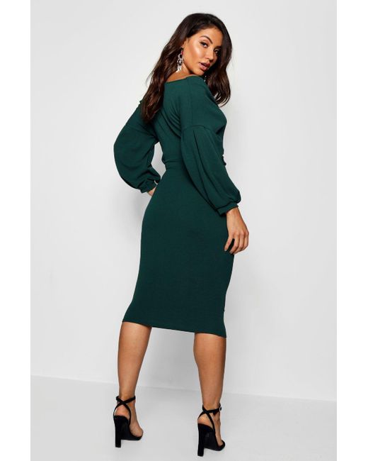 boohoo green midi dress