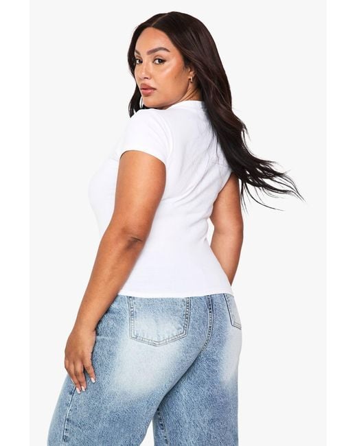 Boohoo White Plus Live Forever Fitted Tee