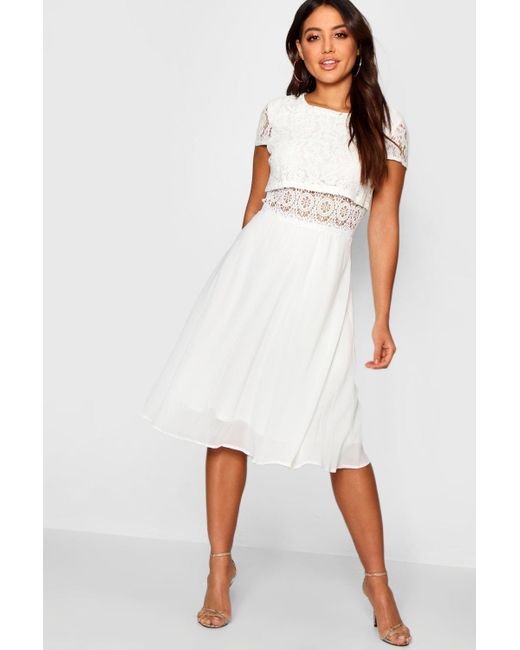 Lace top chiffon skater dress Clearance