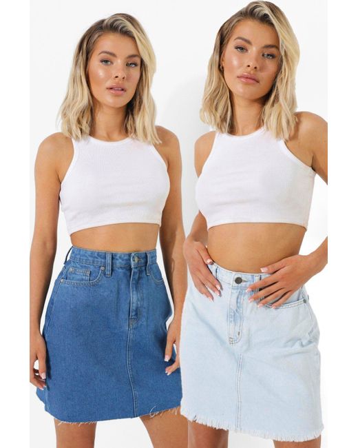 black denim mini skirt boohoo