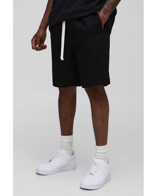 BoohooMAN Black Tall Elasticated Waist Relaxed Fit Shorts for men