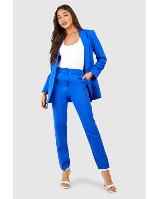Boohoo Blue Slim Fit Ankle Grazer Tailored Pants