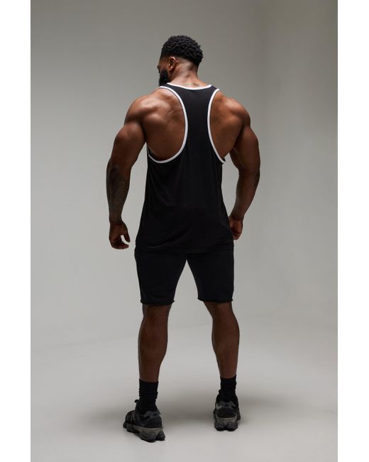 BoohooMAN Man Active Training Dept Ringer vesttop in Black für Herren