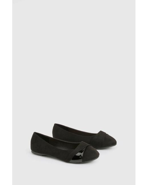Boohoo Gray Wide Fit Twist Front Ballet Flats