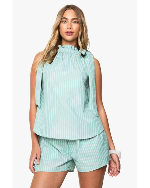 Boohoo Green Stripe Flippy Shorts