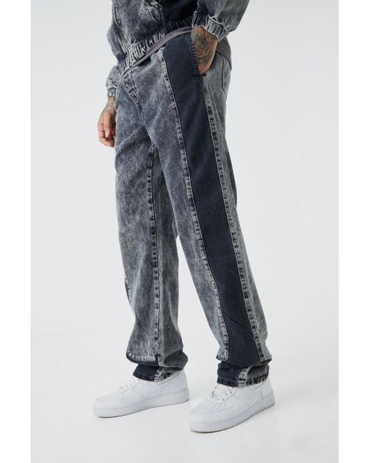 BoohooMAN Blue Tall Relaxed Fit Acid Wash Denim Jogger for men