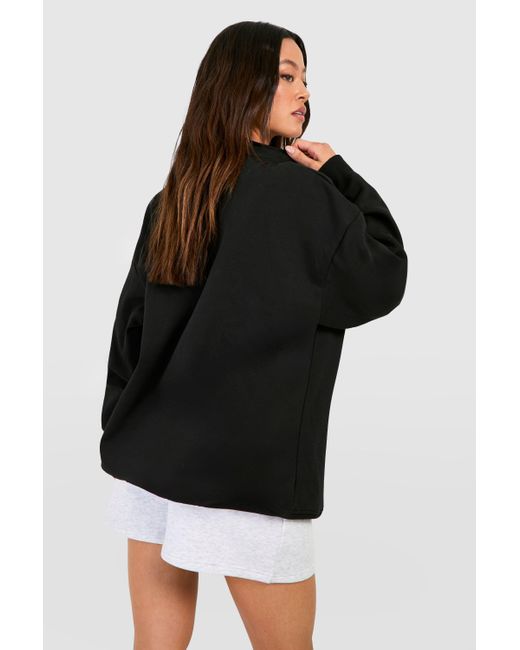 Boohoo Black Tall Basic Oversized Half Zip Sweatshirt