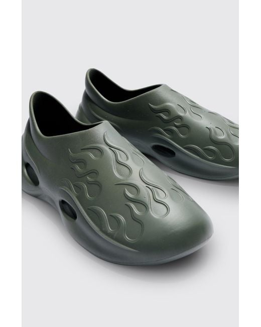 BoohooMAN Green Perforated Flame Moulded Mule for men