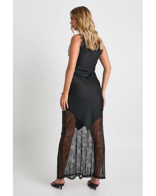 Boohoo Black Lace Hem Slip Dress