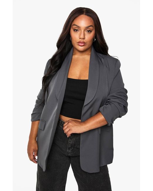 Boohoo Black Plus Woven Double Breasted Oversized Blazer