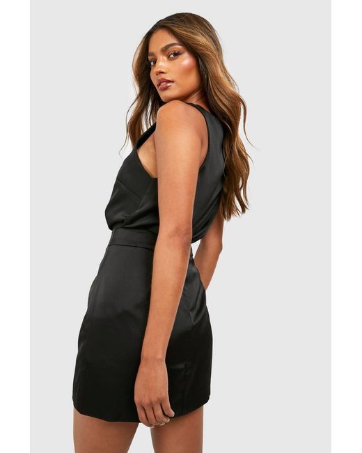 Boohoo Black Basic Satin Scoop Neck Cami