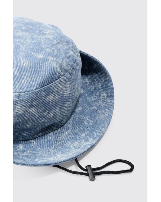 Denim Bucket Hat In Blue Boohoo