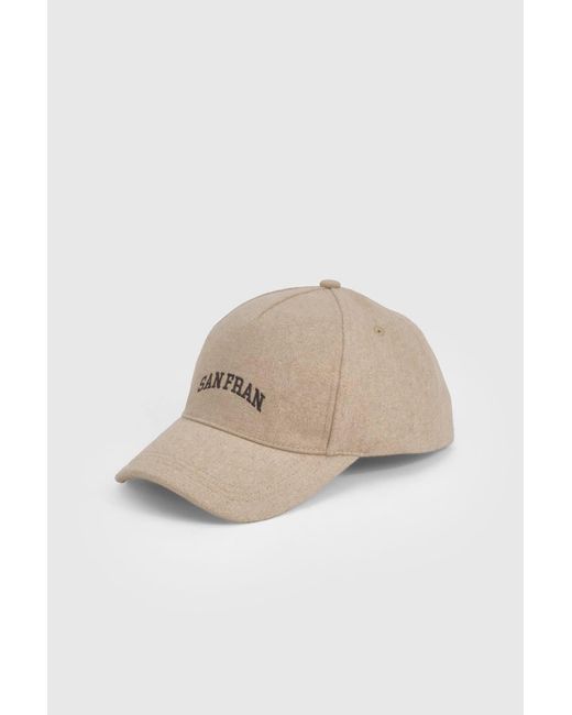 Boohoo Black Wool Look Slogan Cap