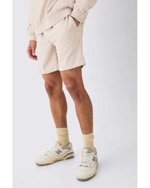BoohooMAN White Corduroy Smart Shorts for men