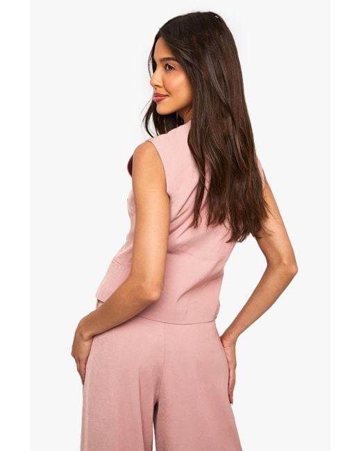 Boohoo Pink Tailored Button Waistcoat