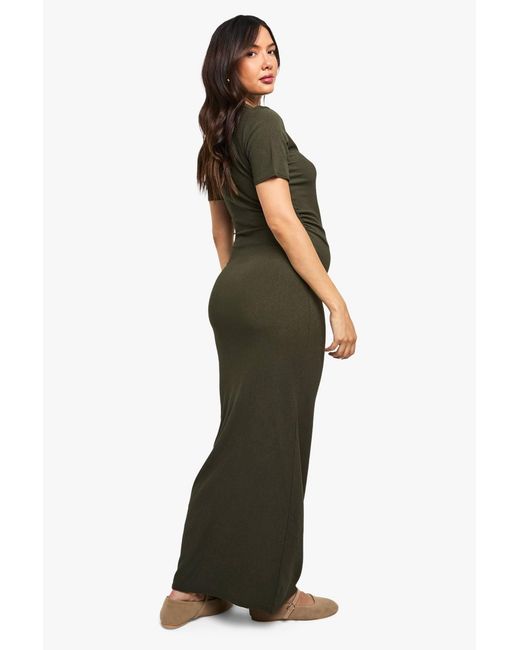 boohoo green maternity dress Green Maternity Gingham Print Midaxi Dress