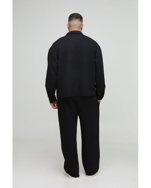 Pantalón Plus Acolchado Holgado Con Cintura Elástica Boohoo de color Black