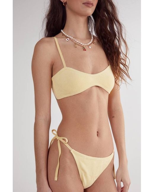 Nasty Gal Brown Toweling Cropped Tie Side Bikini Set
