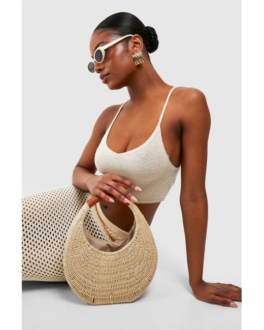 Boohoo Natural Structured Straw Bag