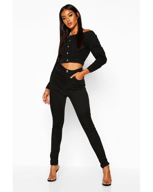 Black high waisted stretch skinny jeans Clearance
