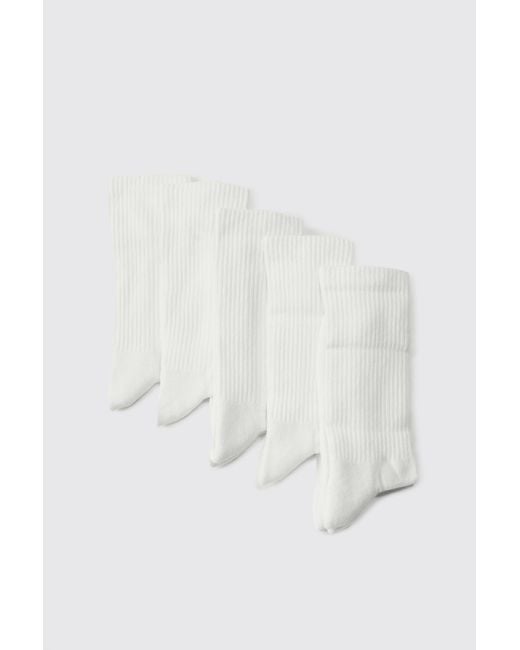 BoohooMAN 5 Plain Sports Socks in White für Herren
