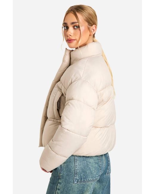 Boohoo Natural Funnel Neck Puffer Jacket