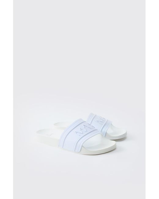 BoohooMAN Blue Original Man Branded Sliders for men