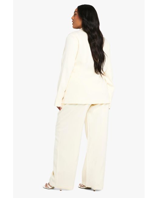 Boohoo Natural Plus Relaxed Tailored Wide Leg Trouser