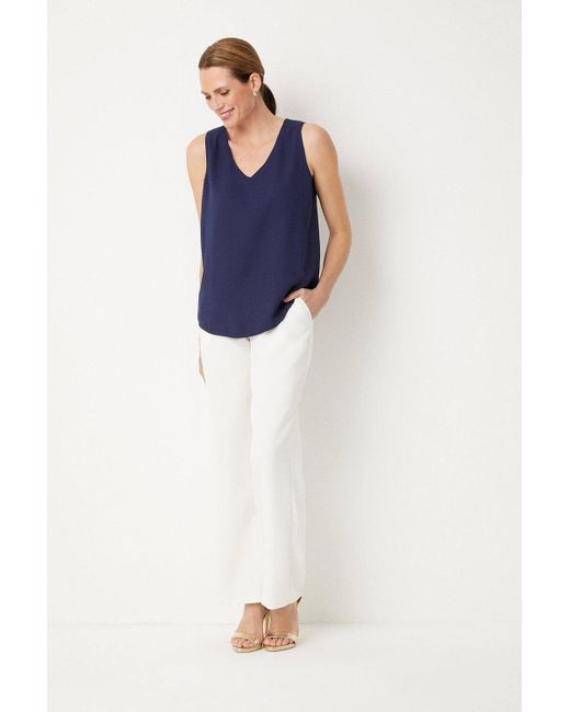 Wallis Blue Plain V Neck Cami Top